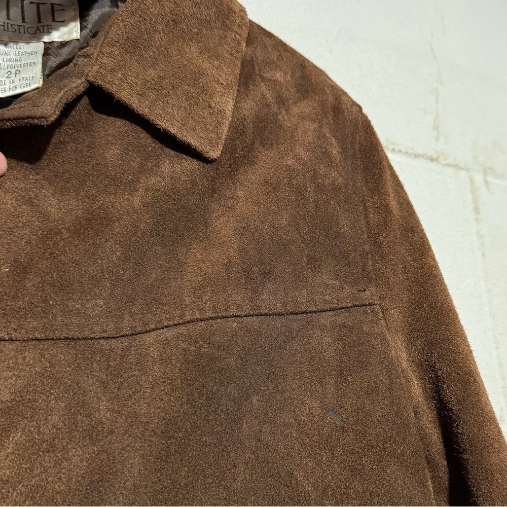 Petite Sophisticate Brown Leather Suede Jacket Coat Women Size 2 Western Cabin - Picture 5 of 8